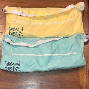 Towel Tote Beach Bags in Yellow and Turquoise